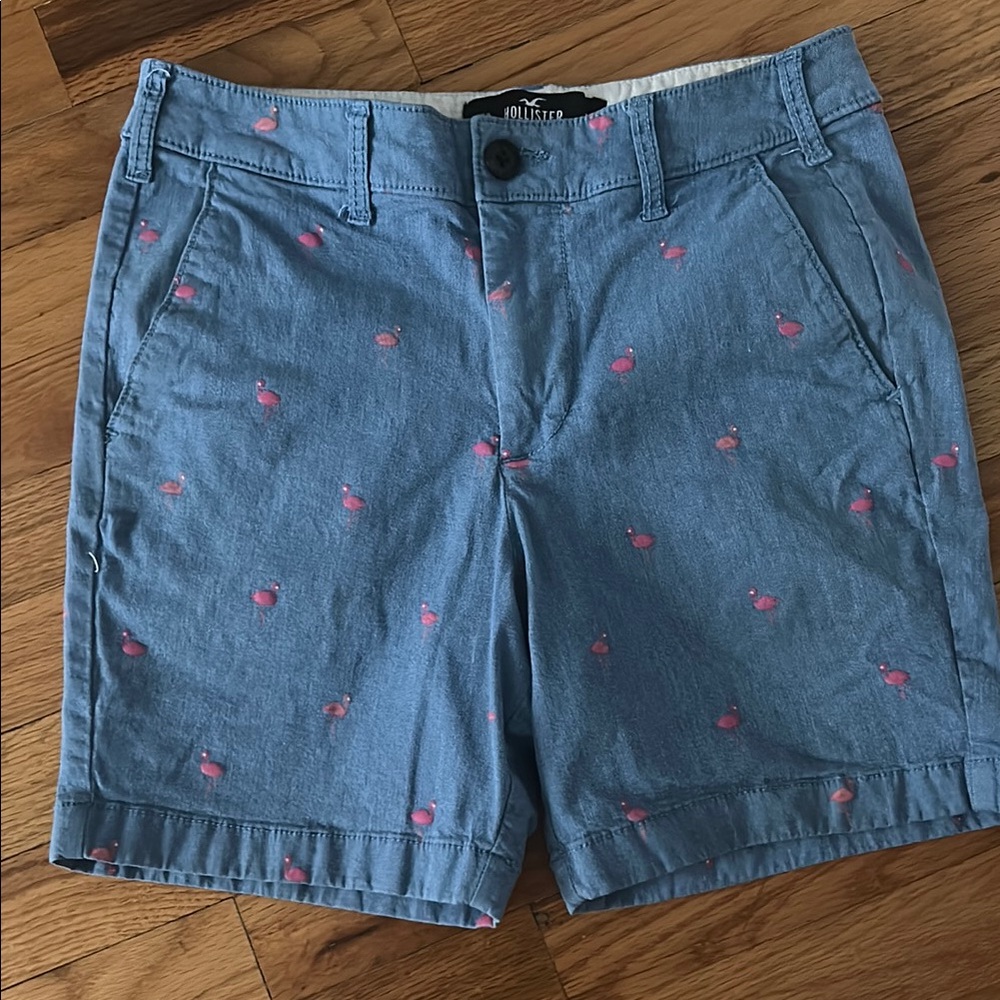 Hollister Denim Shorts with Flamingo Design